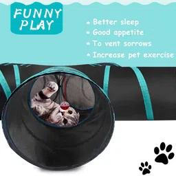 gustyle 5-Way Collapsible Cat Tunnel Toy with Storage Bag Polyester Plush Toy For Dog & Cat image 4