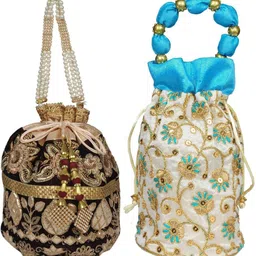 Women Maroon, Blue Potli-image-45