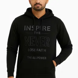 online collecion Men Full Sleeve Solid Hooded Sweatshirt image 2