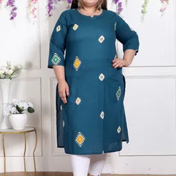 akritik Women Printed Pure Cotton Straight Kurta image 1