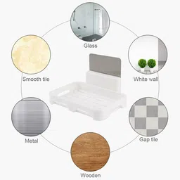 hxoset Pack Of 8 Plastic Bathroom Rack Stand Storage Organizer With Soap Dish Holder Plastic Wall Shelf image 5