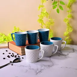 storepedia Pack of 24 Ceramic Fish Scaled Ceramic Tea Cups Set of 6 - 150ml Cups & Mugs for Home & Kitchen-picture-24