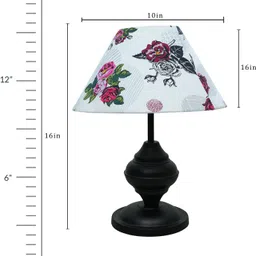 homesake Black Metal Table Lamp with Fabric Shade, B22 holder, Urn, White Star Table Lamp image 3