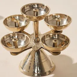 abc Five Face Diya For Puja Brass Akhand jyoti Brass Diya for Puja Diya For Puja Brass Table Diya image 4