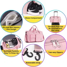 enlarger 27 L Gym Duffel Bag - Nylon 27 L Gym Duffle Bag For Men & Women(Sakura Pink, 50 x 20 x 28 cm) - Pink image 5