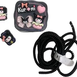 YouAndMeHub Charger Cover for iPhone 18W-20W Charger, 3D Cartoon Design Kuromi, Spiral Cable Protector image 4