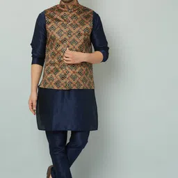 kaifoo Men Pure Silk Kurta Churidar Ethnic Jacket Set-picture-14
