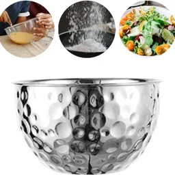 bhajanshree Stainless Steel Mixing Bowl Diamond Cut Round Bowl Home Temple or Spiritual Use-Silver image 4