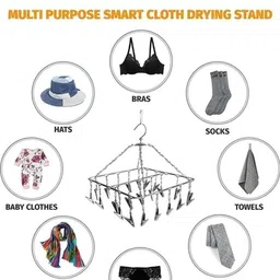 ecom home Stainless Steel Stand 15 Clip Drying HangRr for Cloth Steel Belt Hanger For Belt Accessories Organizer image 4