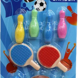 9pc sports erasers set with table tennis bats and bowling pins Non-Toxic Eraser-image-84