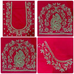 vlipcartz Unstitched Cotton Silk Blouse Material Embroidered-picture-18