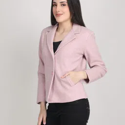 blue ronin Women Self Design Single Breasted Formal Blazer image 3