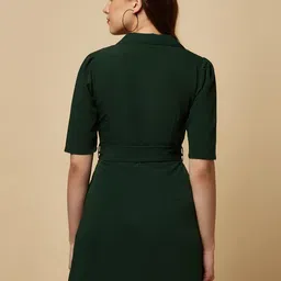 raassio Women Shirt Dark Green Mini/Short Dress image 2