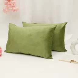 the conversion Green Solid 200 TC Velevt 2 Pillow Covers image 1