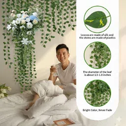 green bageecha 5 pcs Artificial Money Plant Vine -Hanging Green Garland for Home Décor 8 Feet Artificial Plant image 4