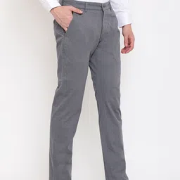 cantabil Men Regular Fit Grey Pure Cotton Trousers image 3