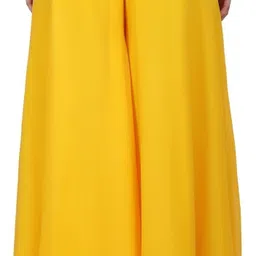 first arrival Women Flared Yellow Georgette Trousers image 2