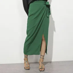 dressberry Women Solid Wrap Around Green Skirt-picture-16