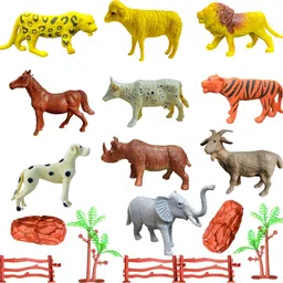 chutti toys 17 PC Mini Jungle Safari Realistic Wild Animal Toy Figure Playing Set for Kids image 5