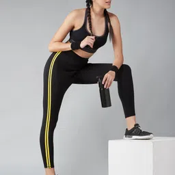 blinkin Striped Women Black, Yellow Tights image 3