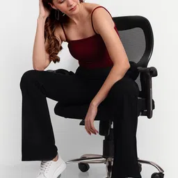 broadstar Women Flared Black Lycra Blend Trousers image 5