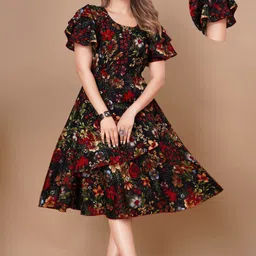vm studio Women Fit and Flare Multicolor Knee Length Dress-picture-27