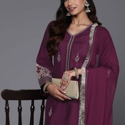 Varanga Women Ethnic Motifs Embroidered Regular Kurta with Trousers & Dupatta-picture-21