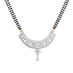 Estele Gold & Rhodium Plated Crystal Studded Mangalsutra With Earrings image 3