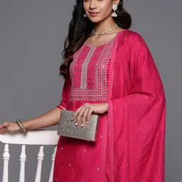 Libas Ethnic Motifs Embroidered Regular Sequinned Kurta with Trousers  Dupatta-image-36