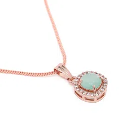 Estele Rose Gold-Plated CZ-Studded Geometric Pendant with Chain image 3