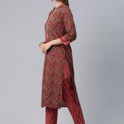 Readiprint Fashions Paisley Printed Sequinned Pure Cotton Kurta with Trousers & Dupatta image 5
