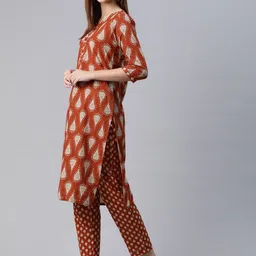 Readiprint Fashions Women Paisley Printed Regular Thread Work Pure Cotton Kurta with Trousers & With Dupatta image 5