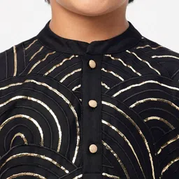 LIL DRAMA Boys Embroidered Regular Pure Cotton Kurta with Pyjamas image 2