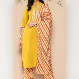 Libas Women Ethnic Motifs Embroidered Sequinned Kurta With Trousers & With Dupatta image 2