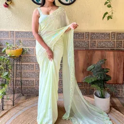 Mitera Embellished Sequinned Pure Georgette Saree image 1