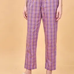 Enamor Women Checked Pure Cotton Lounge Pants-image-78
