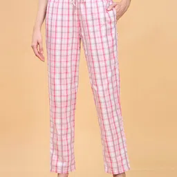 Enamor Women Checked Pure Cotton Lounge Pants-image-31