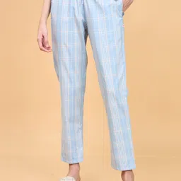 Enamor Women Checked Pure Cotton Lounge Pants-picture-12