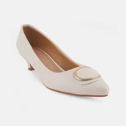 Mast & Harbour White Pointed Toe Kitten Heeled Pumps image 4