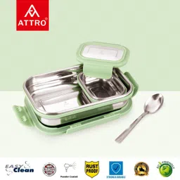 attro Lunchmate Sleek & Compact Airtight Leakproof 2 Containers Lunch Box image 3