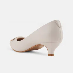 Mast & Harbour White Pointed Toe Kitten Heeled Pumps image 3