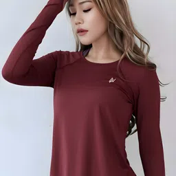 nexsus apparels Women Solid Round Neck Polyester Maroon T-Shirt-picture-25