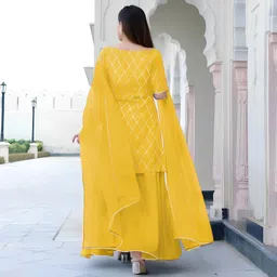 zestleaf Women Viscose Rayon Kurta Sharara Attached Dupatta Set image 2