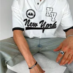 avejo Men Typography Polo Neck Pure Cotton White T-Shirt-picture-19