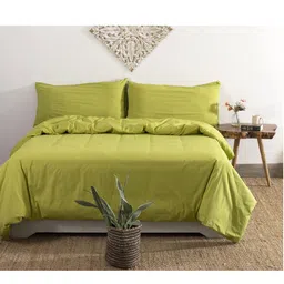 HANDICRAFT PALACE Lime Green Solid Cotton Double Size Duvet Cover With 2 Pillow Covers image 5