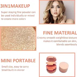 fllek 3 in 1 Blusher Highlighter Eyeshadow Palette Kit Highlighter-a image 3