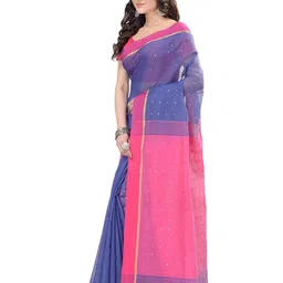 DESH BIDESH Woven Design Sequinned Handloom Taant Saree image 2