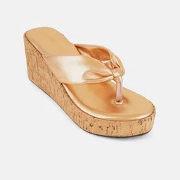DressBerry Rose Gold Toned Open Toe Wedges image 4