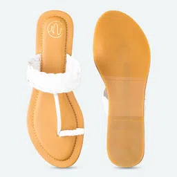 NR By Nidhi Rathi Women White Textured One Toe Flats image 4