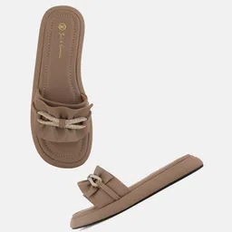 Mast & Harbour Brown Open Toe Bows Flatform Heels image 3